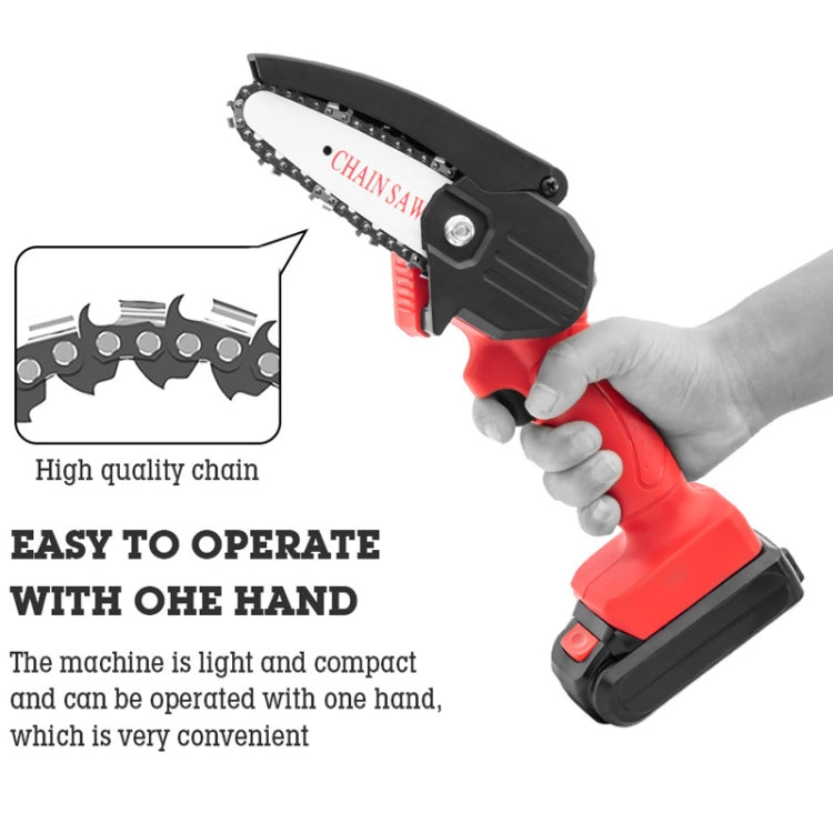 HILDA Rechargeable Cordless Mini Electrical Chain Saw Logging Tools Plastic Package, Model: EU Plug With 1 Battery Red - Electric Saws & Accessories by HILDA | Online Shopping UK | buy2fix