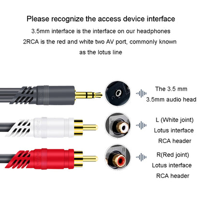 JINGHUA 3.5mm To 2RCA Audio Cable Game Console Outdoor Audio Connection Cable, Size: 5m(Grey) - RCA Cable by JINGHUA | Online Shopping UK | buy2fix