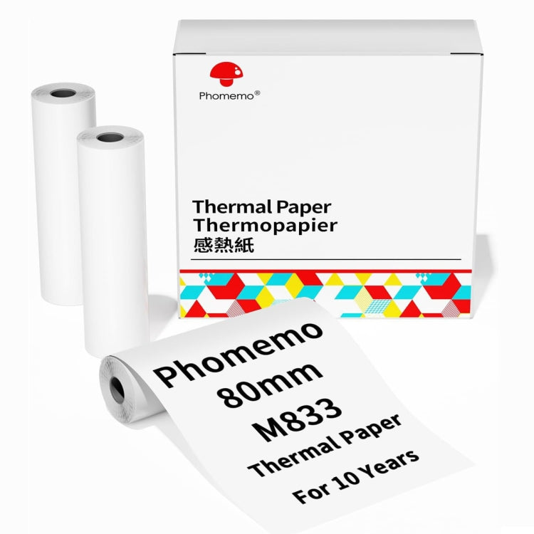 Phomemo 3rolls /Box 80mm Writing Quick-Drying Thermal Paper 10-Year Long-Lasting For M832 / M833 / M834 / M835 Printer - Printer Accessories by buy2fix | Online Shopping UK | buy2fix