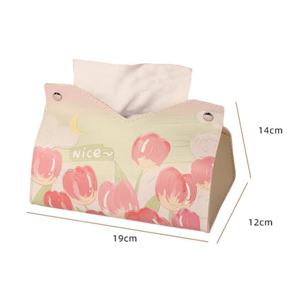 Oil Printed Leather Tissue Box Living Room Decorative Tissue Storage Bag, Color: Pink - Storage Boxes by buy2fix | Online Shopping UK | buy2fix