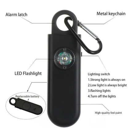 Women Personal Anti-pervert Alarm Outdoor LED Flashing Light Alarm(Black) - Anti-lost Alarm by buy2fix | Online Shopping UK | buy2fix