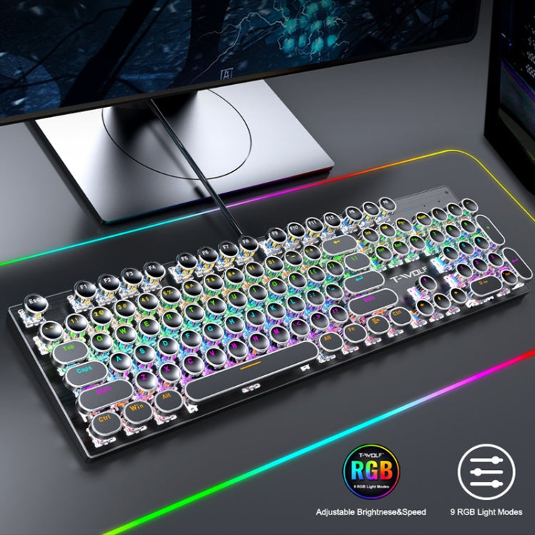 T-WOLF T75 104 Keys Adjustable RGB Light Computer Game Wired Mechanical Keyboard(White) - Wired Keyboard by T-WOLF | Online Shopping UK | buy2fix