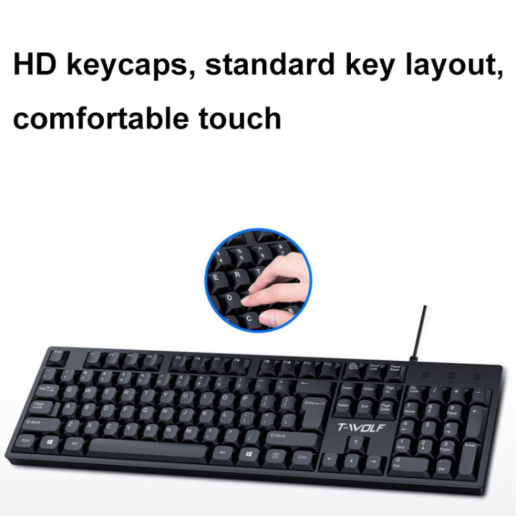 T-WOLF 104-keys USB Computer Office Home Wired Keyboard(T15) - Wired Keyboard by T-WOLF | Online Shopping UK | buy2fix