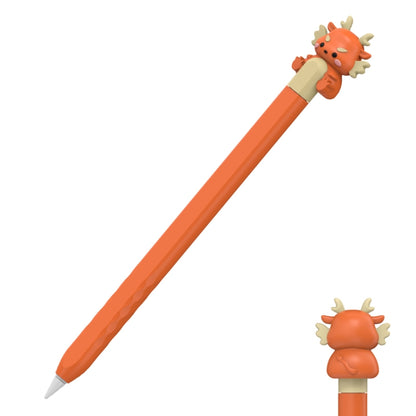 For Apple Pencil 2 AhaStyle Cartoon Dragon Pen Case Capacitive Stylus Silicone Cover(Orange) - Pencil Accessories by AhaStyle | Online Shopping UK | buy2fix