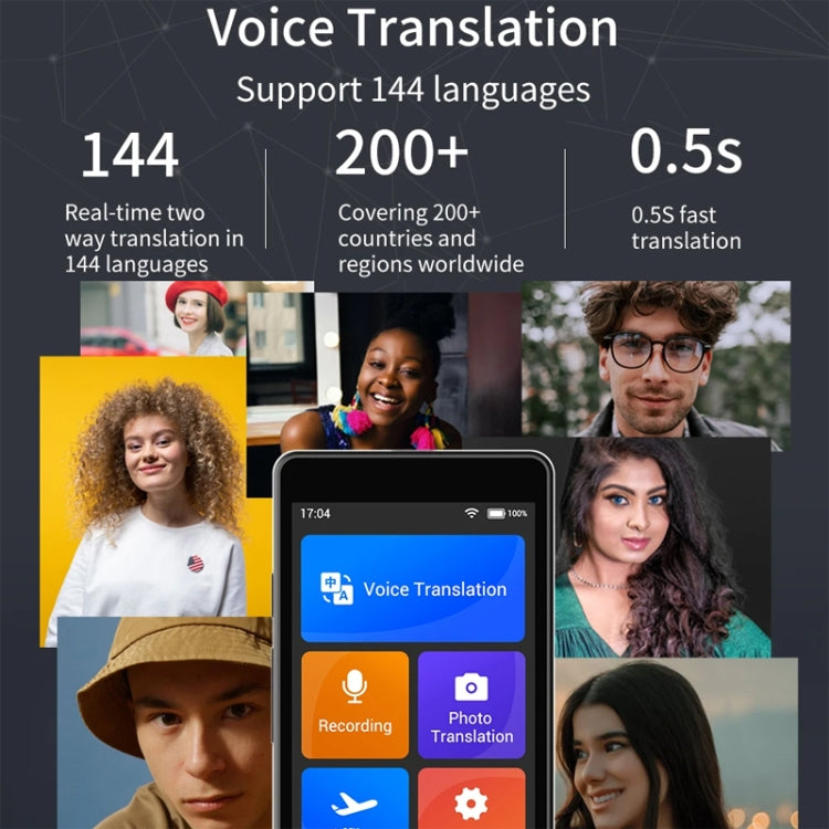 Hishell W12 144 Languages AI Voice Translator Smart Camera Translator Offline Dialogue Real-Time Mutual Translation(Black) -  by Hishell | Online Shopping UK | buy2fix