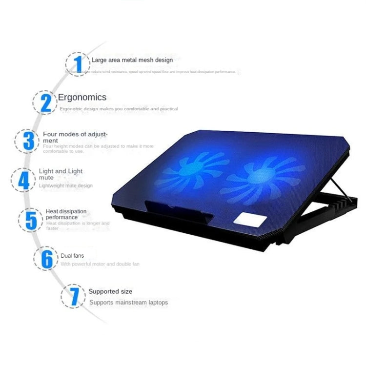 NUOXI S200C Laptop Silent Radiator Multi-level Adjustable Metal Bracket Base(Blue) - Cooling Pads by NUOXI | Online Shopping UK | buy2fix