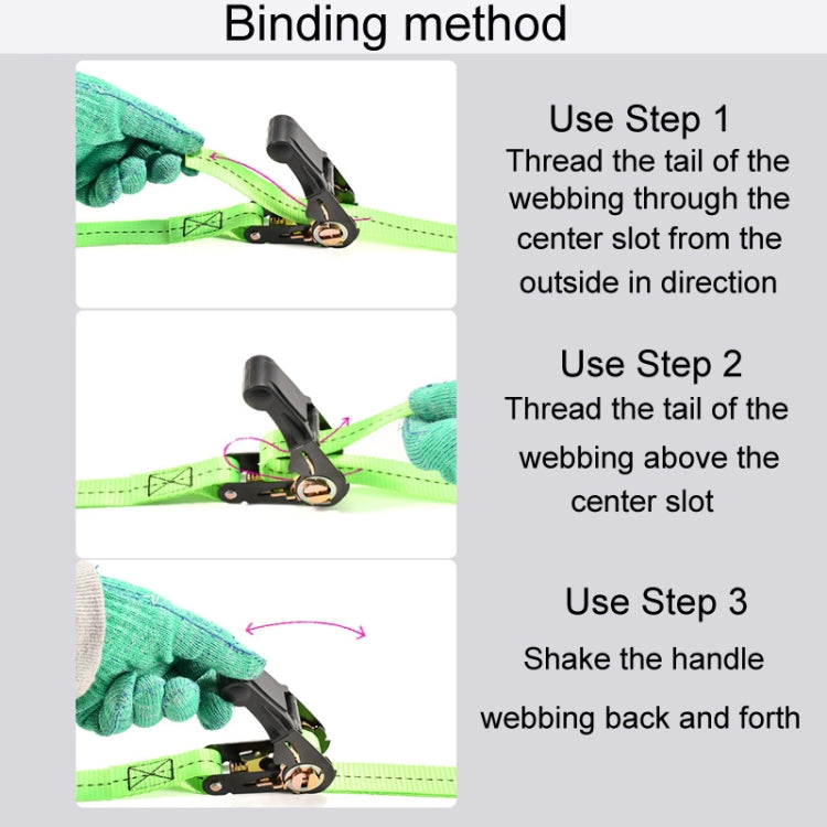 Motorcycle Ratchet Tensioner Cargo Bundling And Luggage Fixing Straps, Specification: Fluorescent Green 3m - Towing Bars by buy2fix | Online Shopping UK | buy2fix