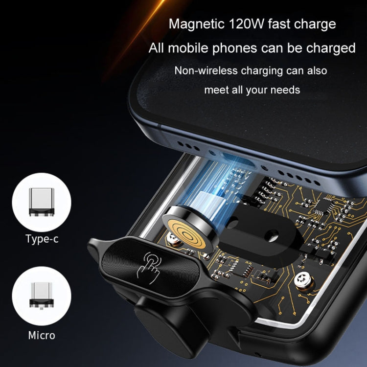Car Magsafe Wireless Charger Transparent Induction 120W Fast Charging Universal Mobile Phone Bracket(Black) - Wireless Charger Holders by buy2fix | Online Shopping UK | buy2fix