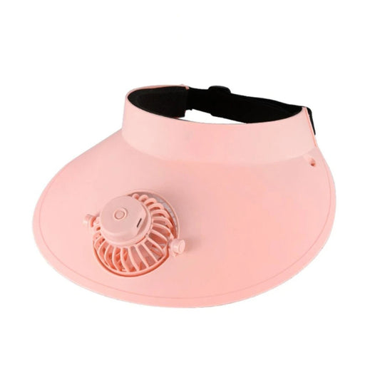 Summer Outdoor Sun Protection Adjustable Rotating Fan Sun Hat(Pink) - Peaked Cap by buy2fix | Online Shopping UK | buy2fix