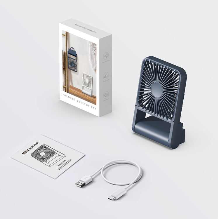 HX-123 USB Charging Wall-mounted Desktop Folding Thin and Light Small Fan(Blue) - Electric Fans by buy2fix | Online Shopping UK | buy2fix