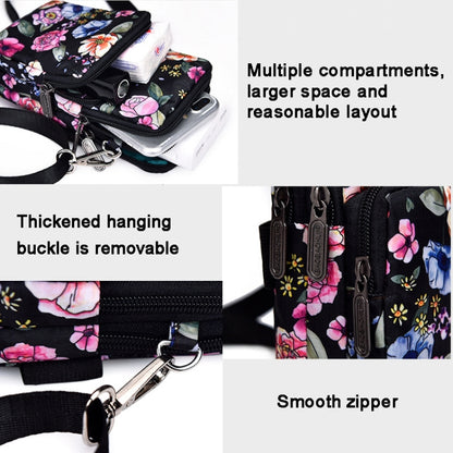 Printed Crossbody Mobile Phone Bag Mini Wallet With Arm Band, Style: Black Flower1 - Single-shoulder Bags by buy2fix | Online Shopping UK | buy2fix