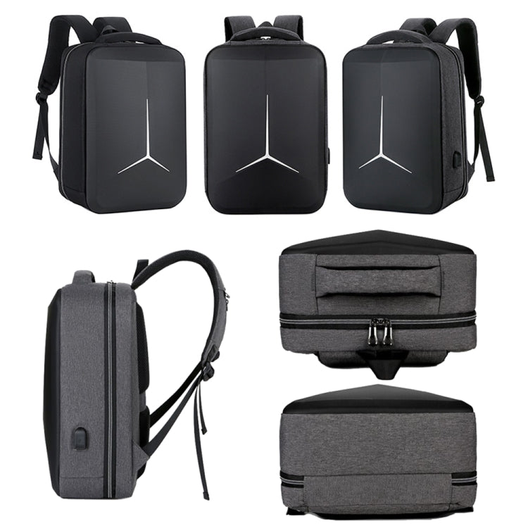15 inch Large-Capacity Waterproof Business Commuter Laptop Backpack with USB Port(Simplified Black) - Backpack by buy2fix | Online Shopping UK | buy2fix