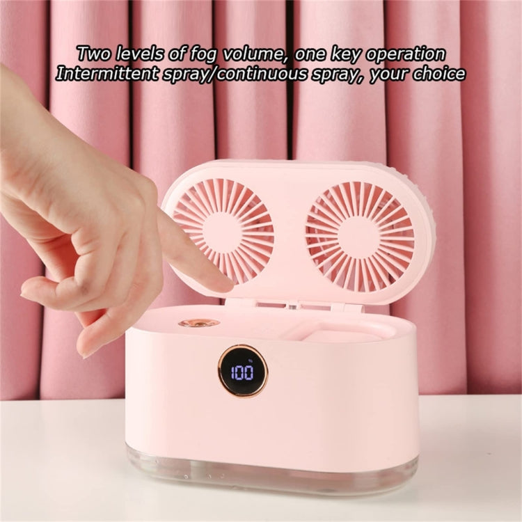 WT-818 Dual-leaf Spray Smart Digital Display Desktop Fan Night Light Humidification Cooler(Pink) - Electric Fans by buy2fix | Online Shopping UK | buy2fix