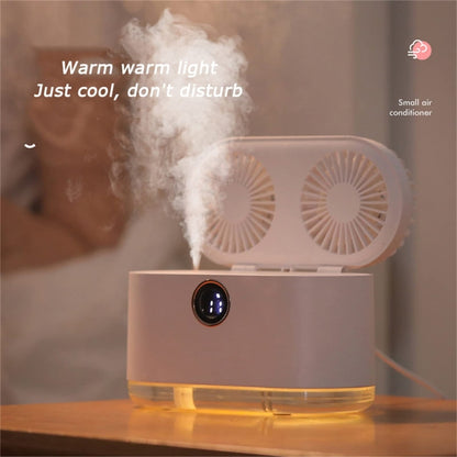 WT-818 Dual-leaf Spray Smart Digital Display Desktop Fan Night Light Humidification Cooler(Pink) - Electric Fans by buy2fix | Online Shopping UK | buy2fix