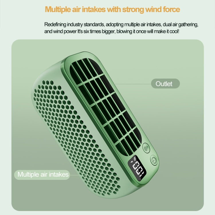 USB Charging Digital Display Portable Bladeless Outdoor Mini Night Light Fan(Green) - Electric Fans by buy2fix | Online Shopping UK | buy2fix