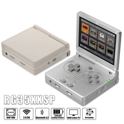 ANBERNIC RG35XXSP 3.5'' IPS Screen Flip Handheld Console Linux System WIFI Retro Video Game Player  64G(Silver) - Pocket Console by ANBERNIC | Online Shopping UK | buy2fix