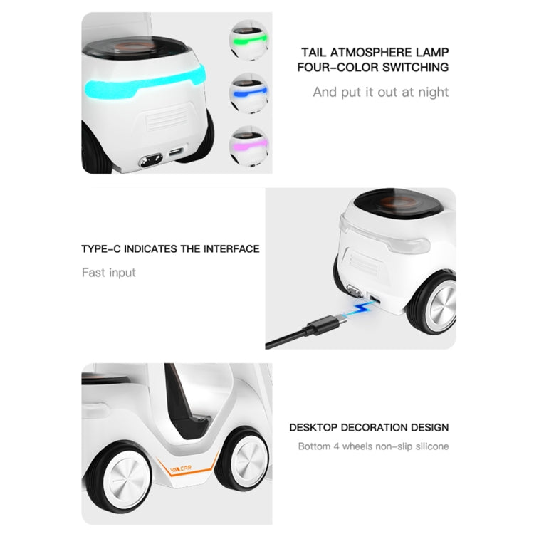 T20 5-in-1 Car-shaped Desktop Alarm Clock Wireless Charger with Atmosphere Light(White) - Wireless Charger by buy2fix | Online Shopping UK | buy2fix