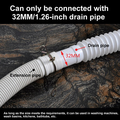 2m Diameter 32mm Extended Drain Hose for Washing Machine / Kitchen Basin / Bathtub - Washing Machines & Accessories by buy2fix | Online Shopping UK | buy2fix