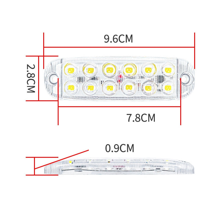 6pcs 12-Bead LED Flashing Warning Lights Motorcycle RV Signal Lights(Red Light) - Clearance Lights by buy2fix | Online Shopping UK | buy2fix