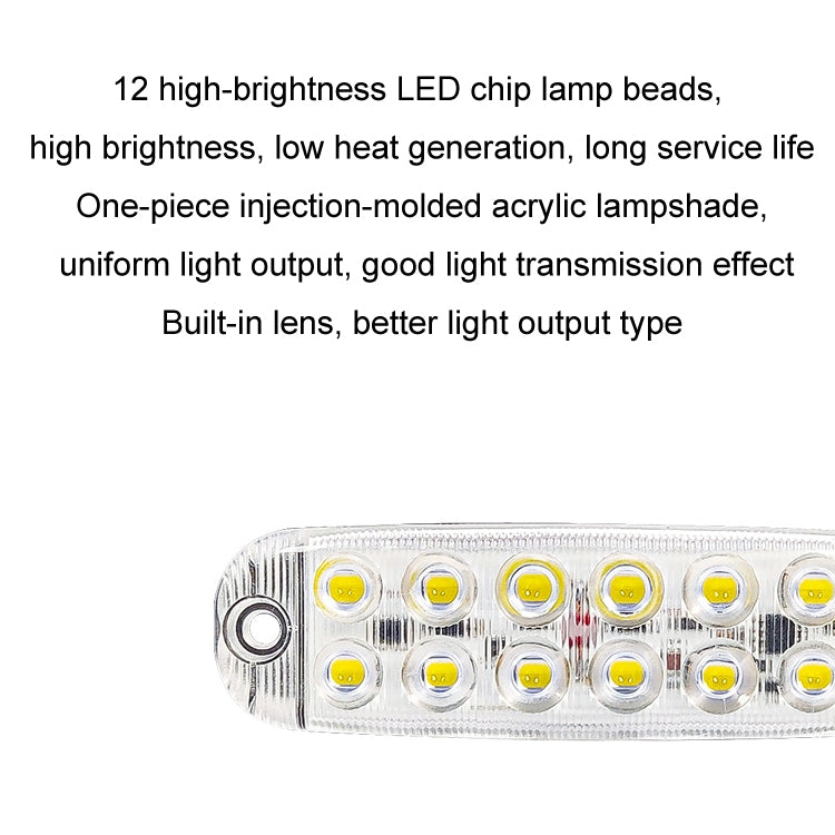6pcs 12-Bead LED Flashing Warning Lights Motorcycle RV Signal Lights(White Light) - Clearance Lights by buy2fix | Online Shopping UK | buy2fix