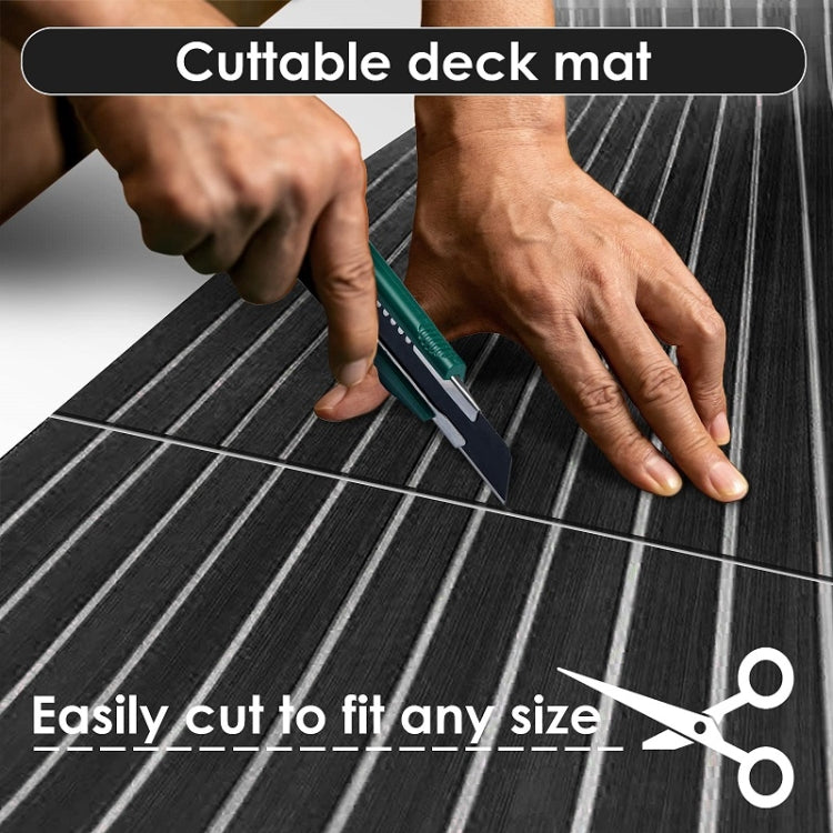 240x45x0.6cm Black White Yacht Imitation Teak Anti-Slip Deck EVA Mat - Floor Mats by buy2fix | Online Shopping UK | buy2fix
