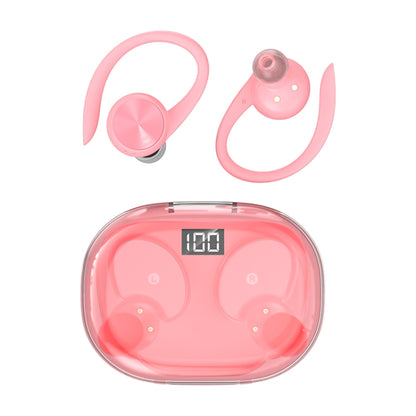 Stereo Hanging Ear Bluetooth Earphones With Digital Display Charging Compartment(Pink) - Bluetooth Earphone by buy2fix | Online Shopping UK | buy2fix