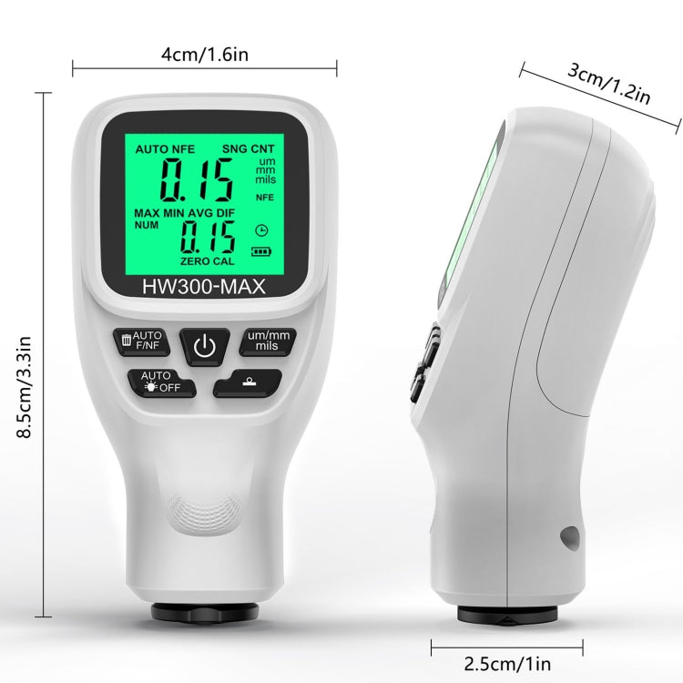 HW300-MAX Coating Thickness Gauge Anti-skid Paint Film Tester(Black) - Coating Thickness Gauge by buy2fix | Online Shopping UK | buy2fix