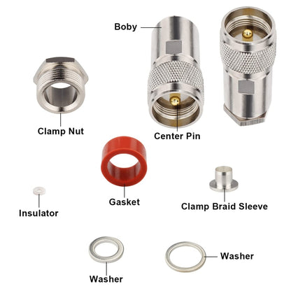 All Copper UHF Male RF Coaxial Connector For LMR400 / RG8 / RG8U / KMR400 / Belden 9913 / 7D-FB Coaxial Cable - Connectors by buy2fix | Online Shopping UK | buy2fix