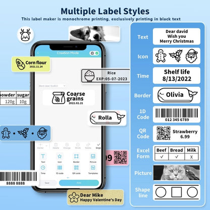 Phomemo D30 Thermal Label Printer Portable Bluetooth Mini Label Maker Machine With 1 Roll Paper White - Printer by Phomemo | Online Shopping UK | buy2fix