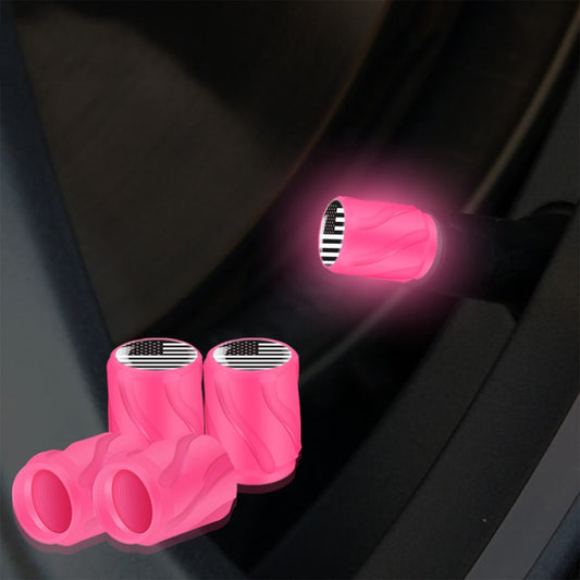 4pcs /Set Luminous Car Motorcycle Tire Modified Valve Cap, Color: Pink Black Flag - Tire Valve Caps by buy2fix | Online Shopping UK | buy2fix