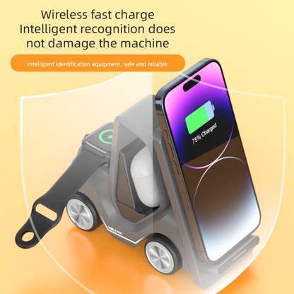 T20S 3-In-1 15W Small Forklift-Shaped Desktop Wireless Charger With LED Atmosphere Light(White) - Wireless Charger by buy2fix | Online Shopping UK | buy2fix