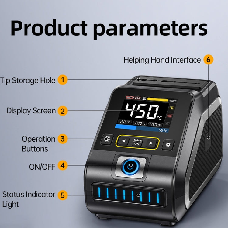 FNIRSI 200W Intelligent Constant Temperature Electric Soldering Iron Station, Set: EU Plug F245 B Head - Electric Soldering Iron by FNIRSI | Online Shopping UK | buy2fix