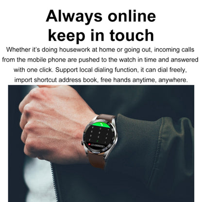 1.43 inch AMOLED Screen Smartwatch Heart Rate Blood Pressure Monitoring Bluetooth Talking Sports Watch, Color: Black Leather Strap - Smart Watches by buy2fix | Online Shopping UK | buy2fix