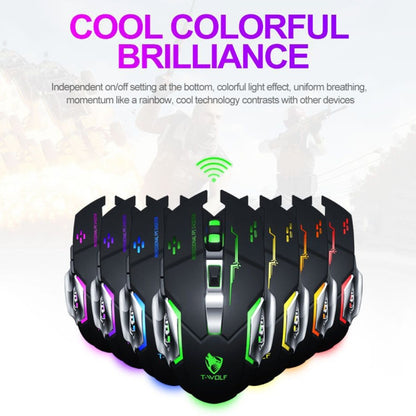 T-WOLF Q13 2.4GHz 6-keys RGB Colorful Light Gaming Wireless Mouse, Color: Dual Mode Gray - Wireless Mice by T-WOLF | Online Shopping UK | buy2fix