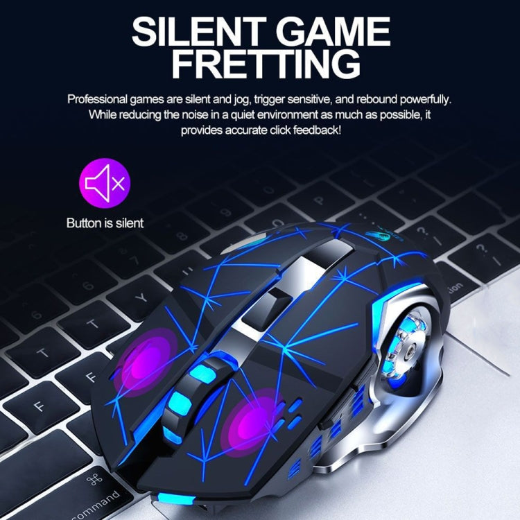 T-WOLF Q13 2.4GHz 6-keys RGB Colorful Light Gaming Wireless Mouse, Color: Dual Mode Gray - Wireless Mice by T-WOLF | Online Shopping UK | buy2fix