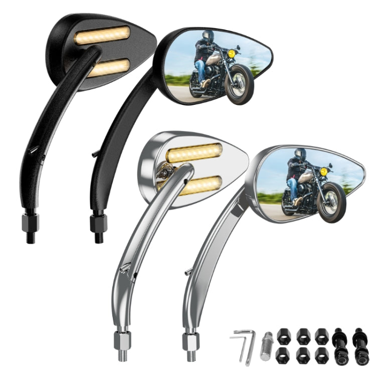 FLYQUICK Motorcycle LED Rearview Mirror With Light, Color: Black - Side Mirrors by buy2fix | Online Shopping UK | buy2fix