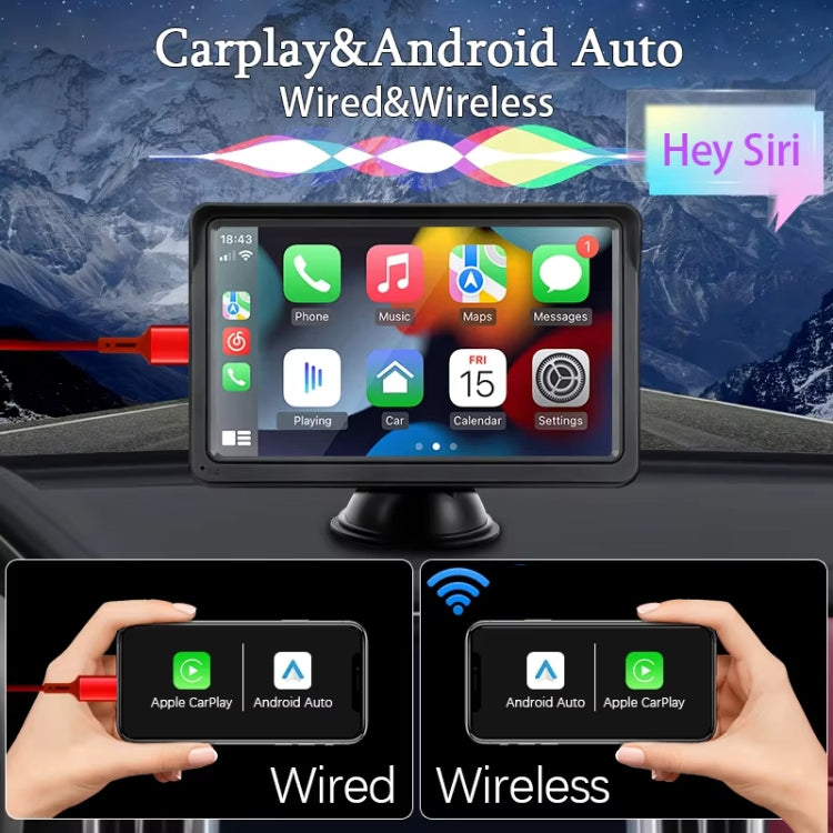 7 Inch Bluetooth 5.0 Portable CarPlay Monitor, Specifications: Display + Camera - Car MP3 & MP4 & MP5 by buy2fix | Online Shopping UK | buy2fix