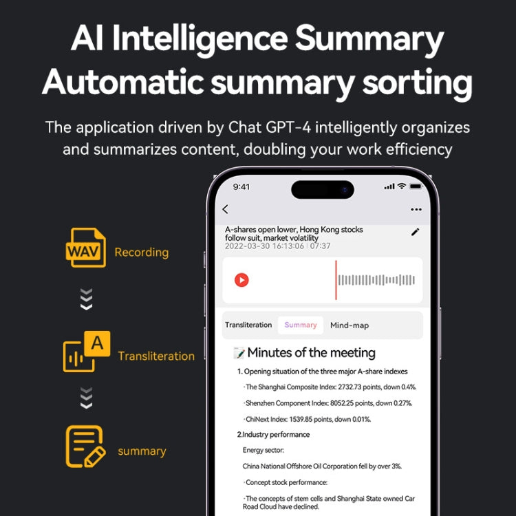 8GB AI Voice Recorder App Control Supports 58 Languages Simultaneous Interpretation / Transcribe & Summarize(Black) - Other Style by buy2fix | Online Shopping UK | buy2fix