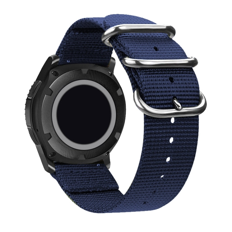 Washable Nylon Canvas Watchband, Band Width:24mm(Dark Blue with Silver Ring Buckle) - Watch Accessories & Parts by buy2fix | Online Shopping UK | buy2fix