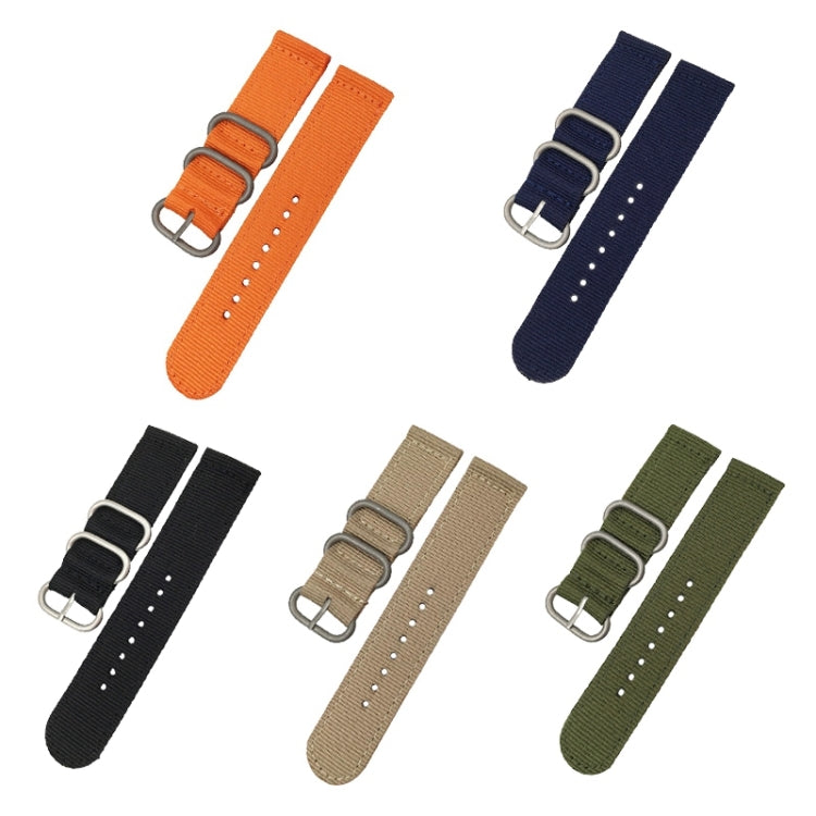 Washable Nylon Canvas Watchband, Band Width:24mm(Dark Blue with Silver Ring Buckle) - Watch Accessories & Parts by buy2fix | Online Shopping UK | buy2fix