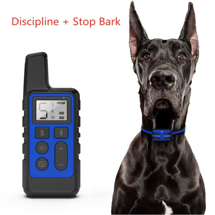 500m Dog Training Bark Stopper Remote Control Electric Shock Waterproof Electronic Collar(Blue) - Training Aids by buy2fix | Online Shopping UK | buy2fix