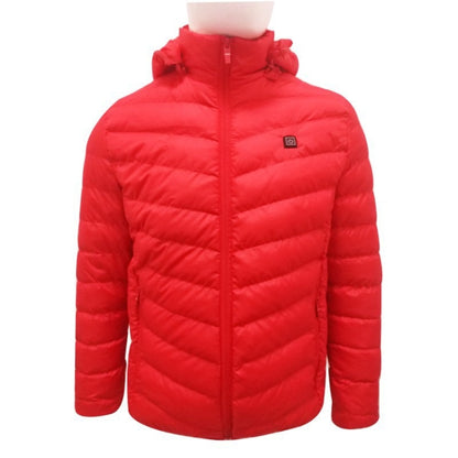 USB Heated Smart Constant Temperature Hooded Warm Coat for Men and Women (Color:Red Size:XXXXL) - Down Jackets by buy2fix | Online Shopping UK | buy2fix