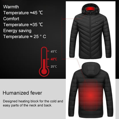 USB Heated Smart Constant Temperature Hooded Warm Coat for Men and Women (Color:Dark Blue Size:XXXXL) - Down Jackets by buy2fix | Online Shopping UK | buy2fix