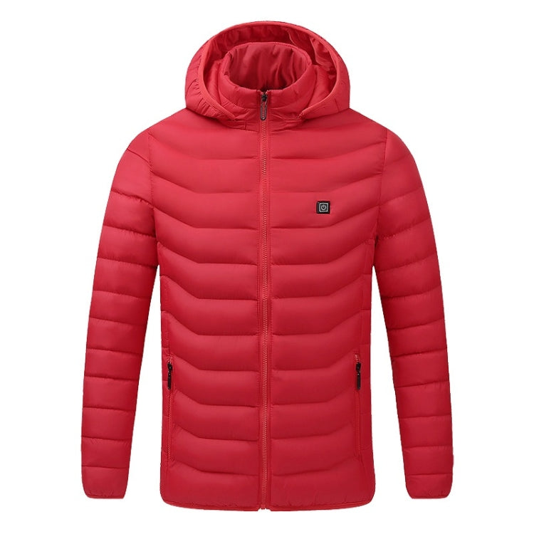 USB Heated Smart Constant Temperature Hooded Warm Coat for Men and Women (Color:Red Size:XXL) - Down Jackets by buy2fix | Online Shopping UK | buy2fix