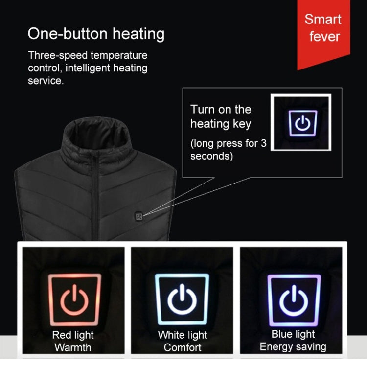 USB Security Smart Constant Temperature Fever Men Stand Collar Cotton Vest (Color:Red Size:S) - Down Jackets by buy2fix | Online Shopping UK | buy2fix