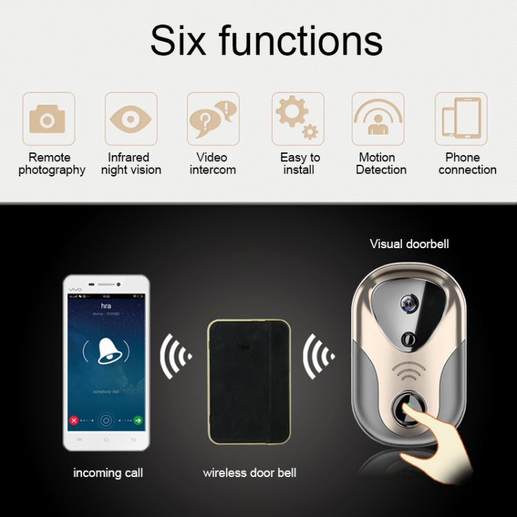 163Eye L1-NJ Smart Visual WIFI 1.3MP Network HD Intercom Doorbell , Support Micro SD Card  & Night Vision(Gold) - Security by buy2fix | Online Shopping UK | buy2fix