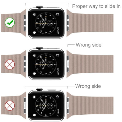 For Apple Watch 42mm Loop Magnetic Closure Clasp PU Leather Watch Band(Brown) - Smart Wear by buy2fix | Online Shopping UK | buy2fix