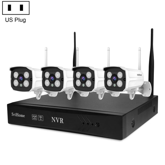 SriHome NVS001 1080P 4-Channel NVR Kit Wireless Security Camera System, Support Humanoid Detection / Motion Detection / Two Way Audio / Night Vision, US Plug - Security by SriHome | Online Shopping UK | buy2fix