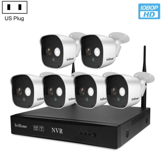SriHome NVS002 1080P 6-Channel NVR Kit Wireless Security Camera System, Support Humanoid Detection / Motion Detection / Night Vision, US Plug - Security by SriHome | Online Shopping UK | buy2fix