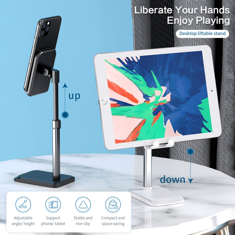 ROCK RPH0944 Adjustable Lifting 90 Degree Rotation ABS Stand Desktop Phone Tablet Holder(White) - Desktop Holder by ROCK | Online Shopping UK | buy2fix